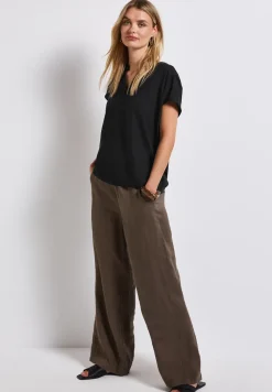 Blouse met gespleten hals in effen kleur