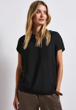 Blouse met gespleten hals in effen kleur