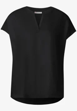 Blouse met gespleten hals in effen kleur