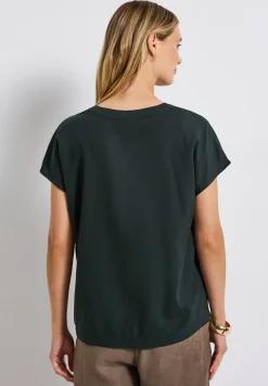 Blouse met gespleten hals in effen kleur