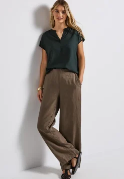 Blouse met gespleten hals in effen kleur