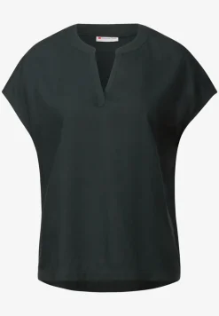 Blouse met gespleten hals in effen kleur