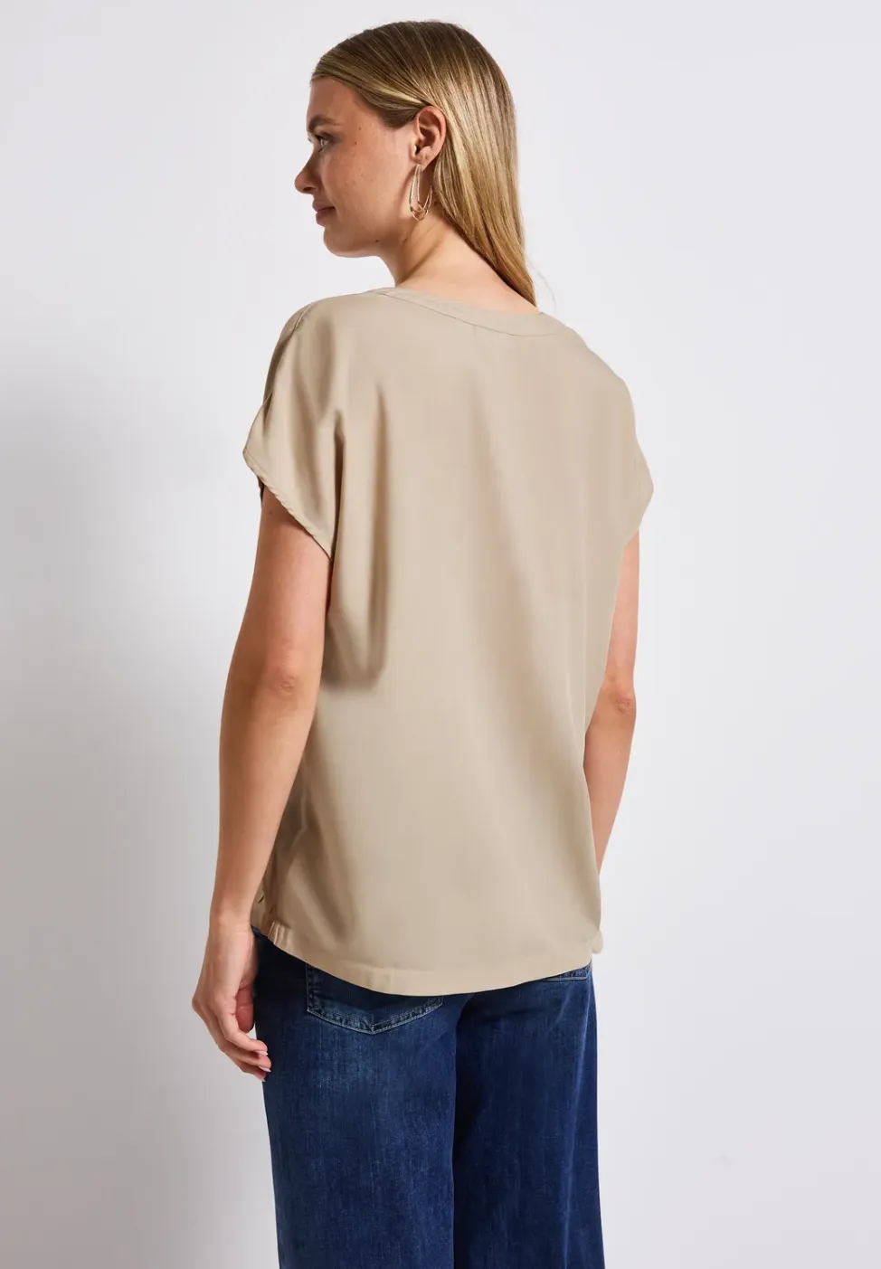 Blouse met gespleten hals in effen kleur