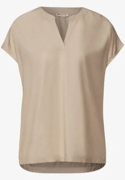 Blouse met gespleten hals in effen kleur