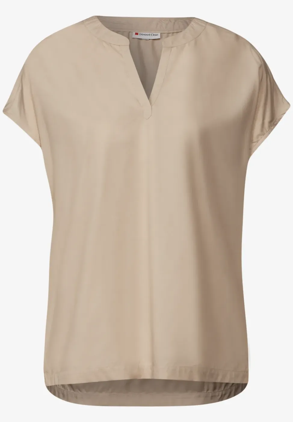 Blouse met gespleten hals in effen kleur