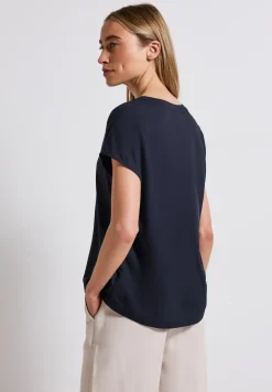 Blouse met gespleten hals in effen kleur