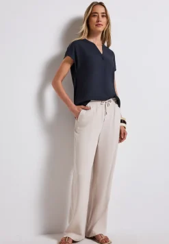 Blouse met gespleten hals in effen kleur