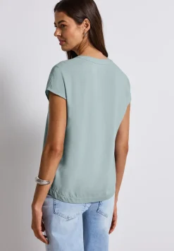 Blouse met gespleten hals in effen kleur