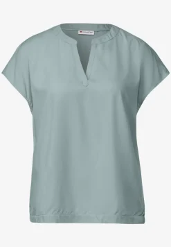 Blouse met gespleten hals in effen kleur