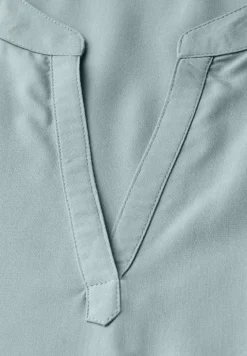 Blouse met gespleten hals in effen kleur