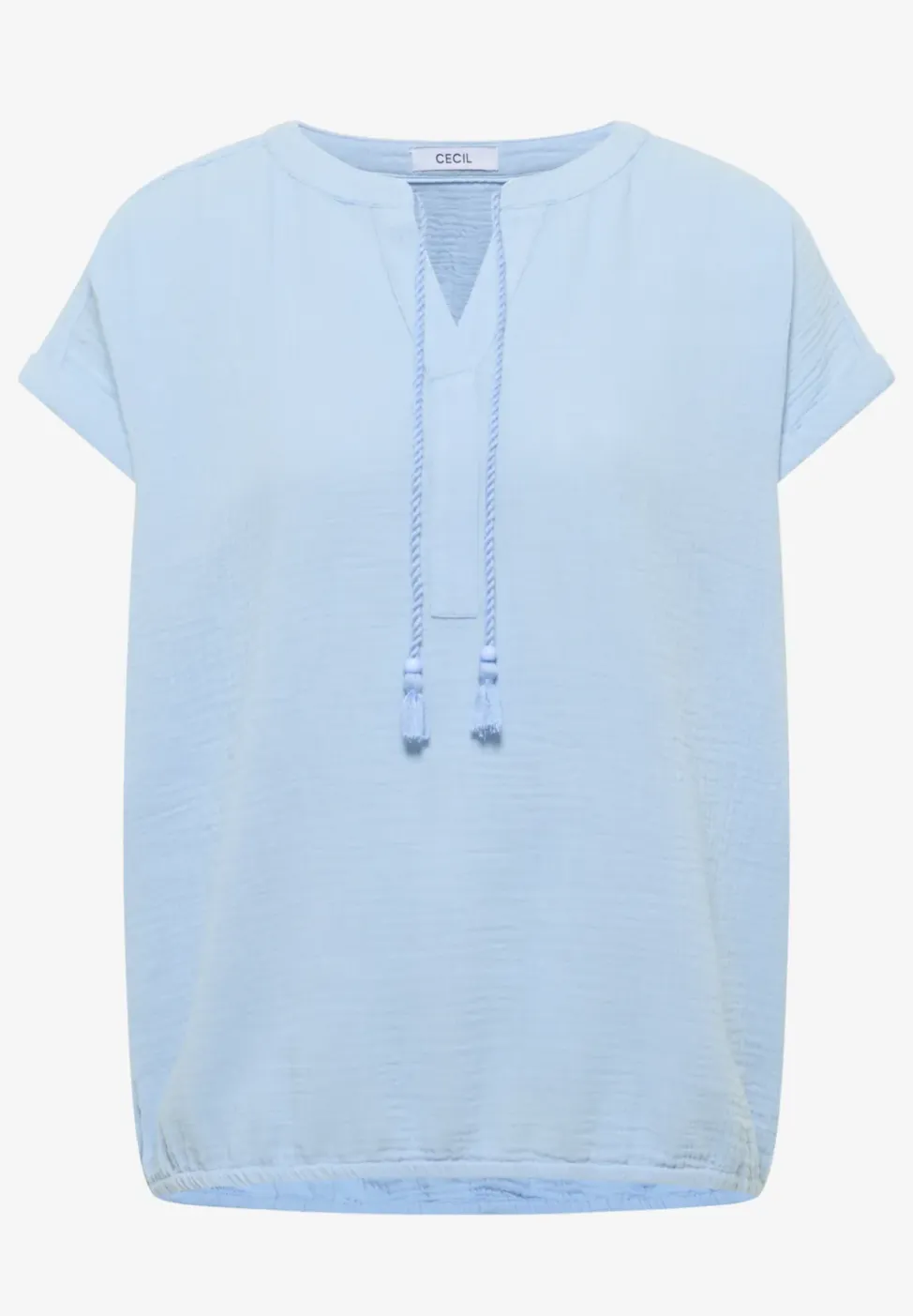 Blouse met gespleten hals in mousseline