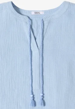 Blouse met gespleten hals in mousseline
