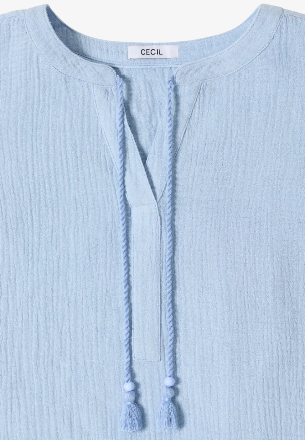 Blouse met gespleten hals in mousseline