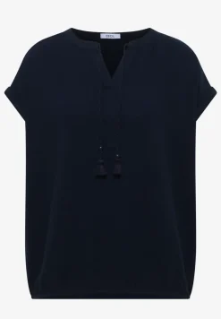 Blouse met gespleten hals in mousseline