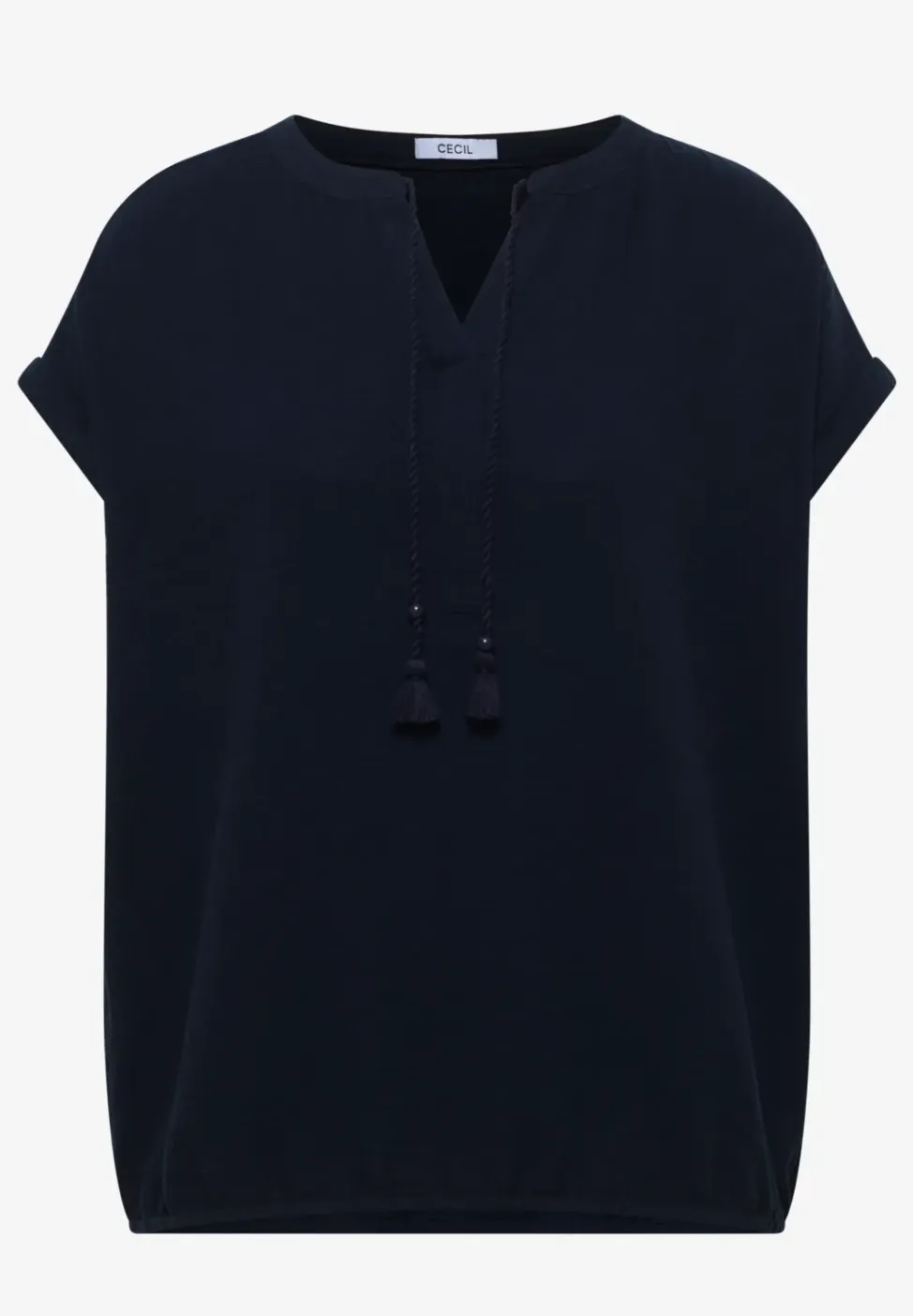 Blouse met gespleten hals in mousseline