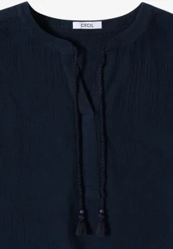 Blouse met gespleten hals in mousseline