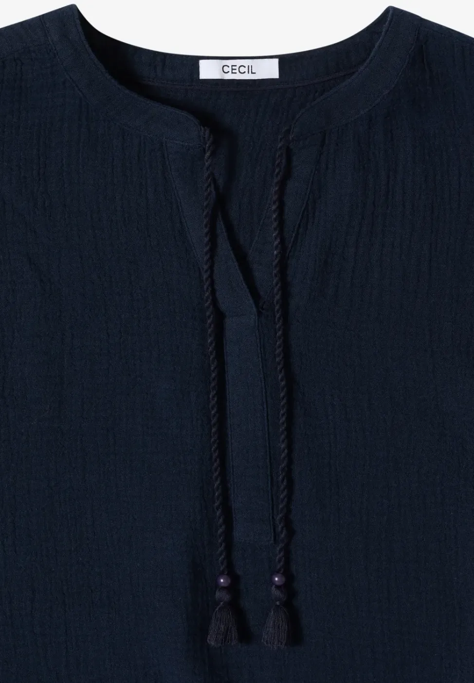 Blouse met gespleten hals in mousseline