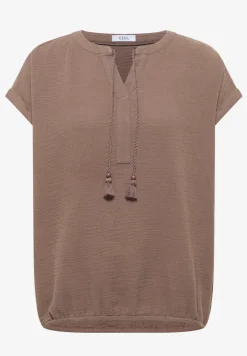 Blouse met gespleten hals in mousseline