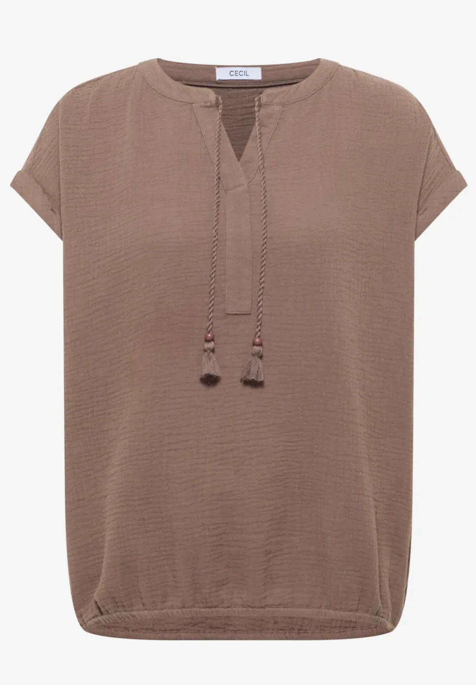Blouse met gespleten hals in mousseline
