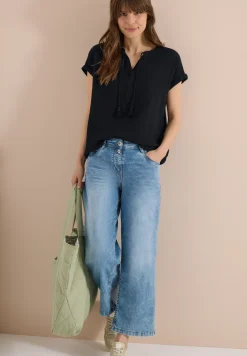 Blouse met gespleten hals in mousseline