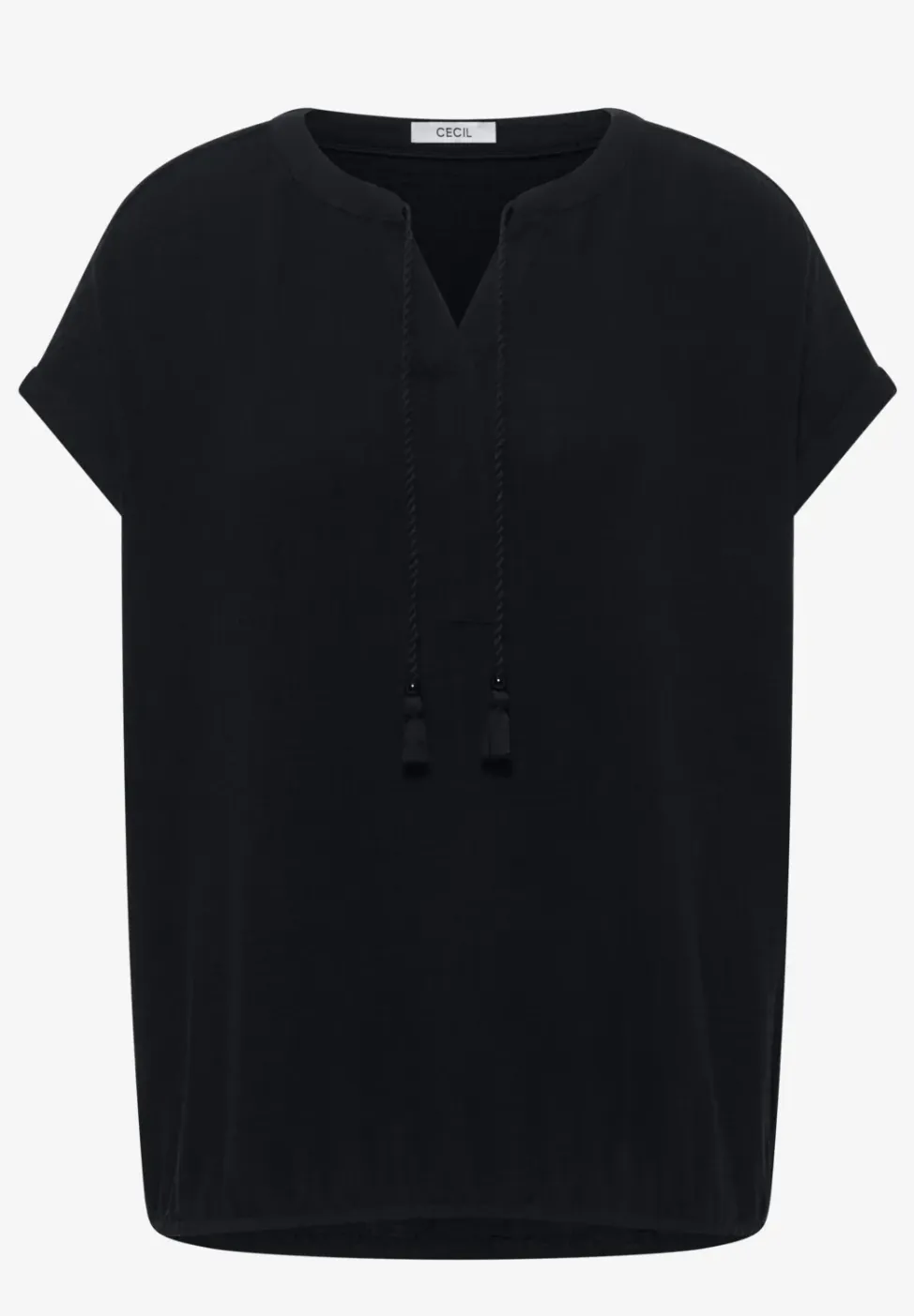 Blouse met gespleten hals in mousseline