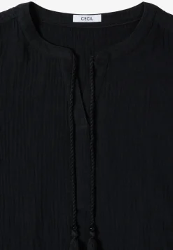 Blouse met gespleten hals in mousseline