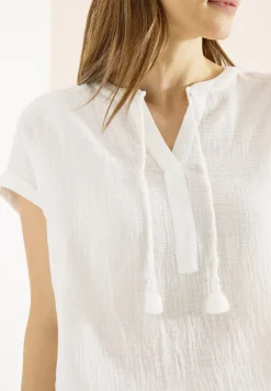 Blouse met gespleten hals in mousseline