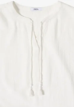 Blouse met gespleten hals in mousseline