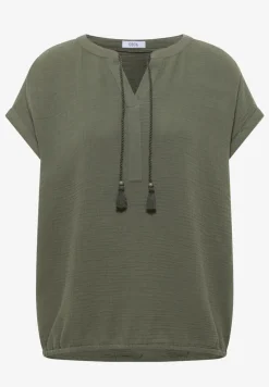 Blouse met gespleten hals in mousseline