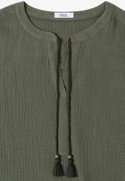 Blouse met gespleten hals in mousseline