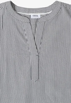 Blouse met gespleten hals in seersucker kwaliteit