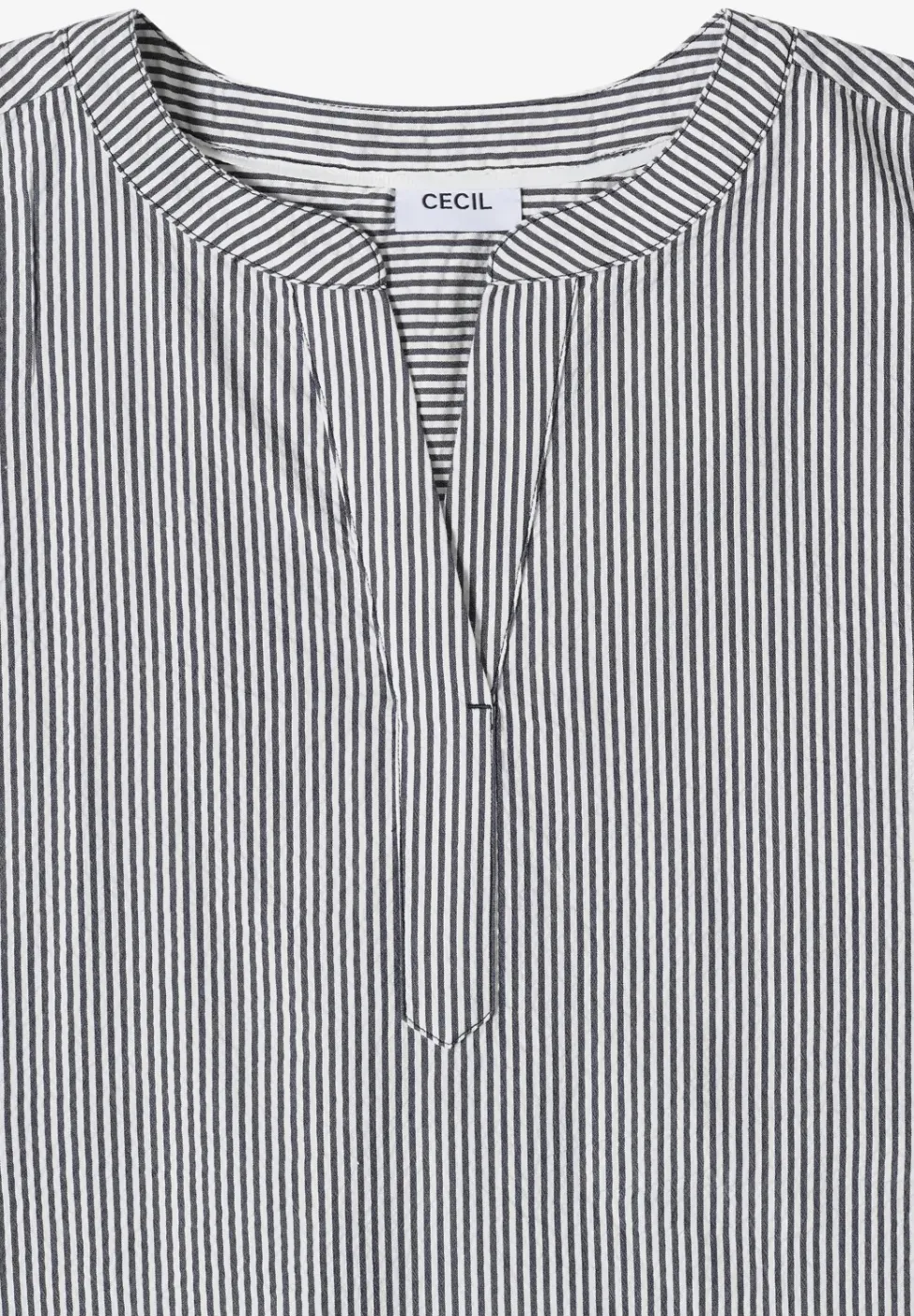 Blouse met gespleten hals in seersucker kwaliteit