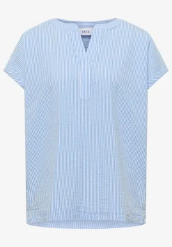 Blouse met gespleten hals in seersucker kwaliteit