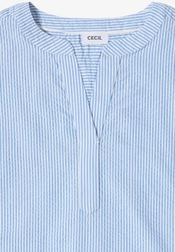 Blouse met gespleten hals in seersucker kwaliteit