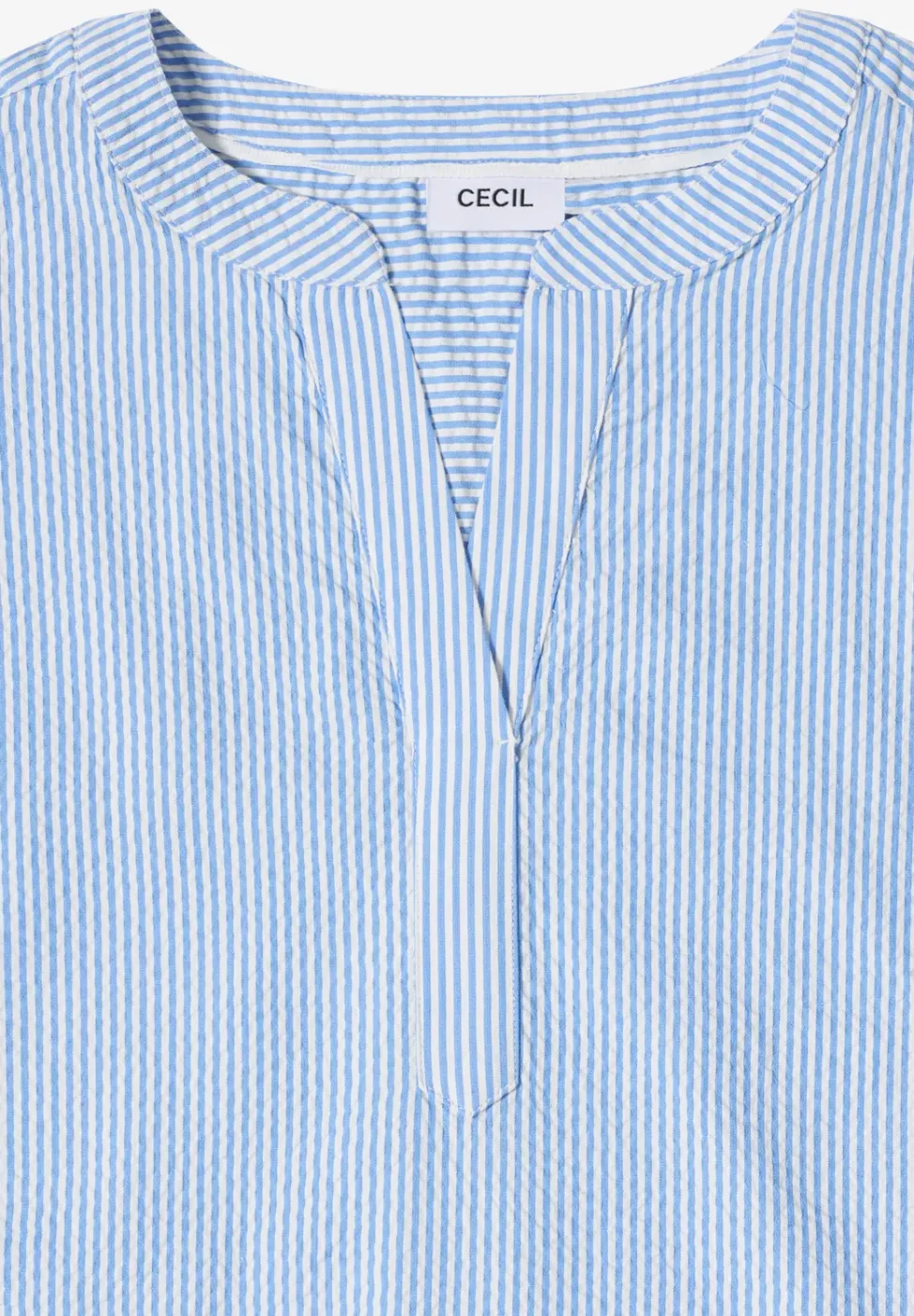 Blouse met gespleten hals in seersucker kwaliteit