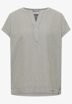 Blouse met gespleten hals in seersucker kwaliteit