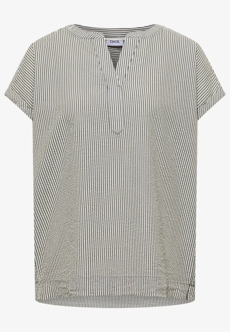 Blouse met gespleten hals in seersucker kwaliteit