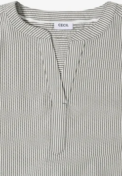 Blouse met gespleten hals in seersucker kwaliteit