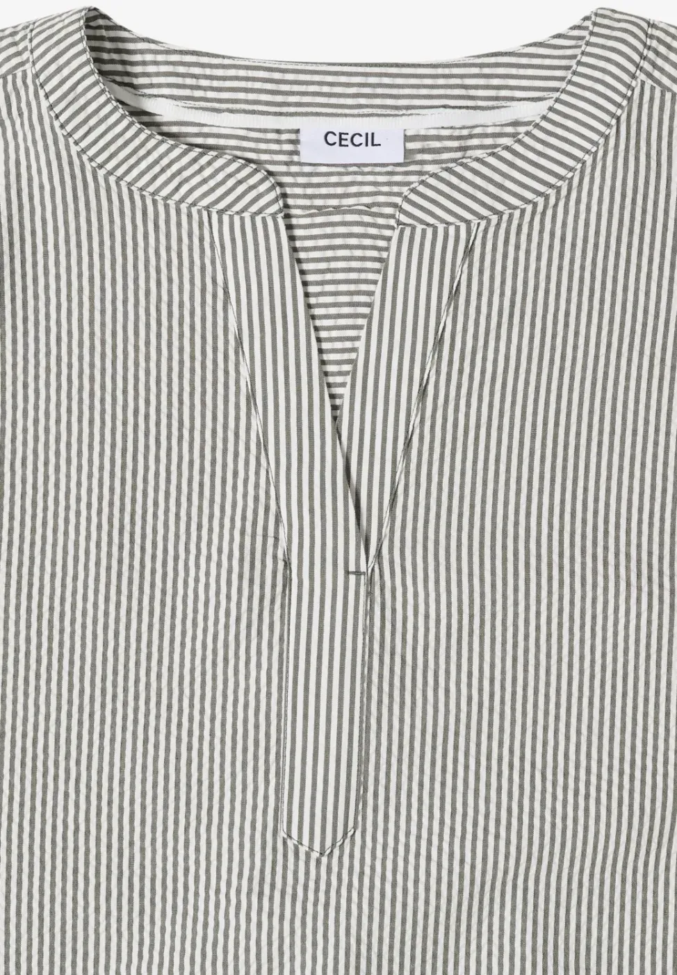 Blouse met gespleten hals in seersucker kwaliteit