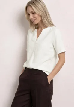 Blouse met gespleten hals van linnenmix