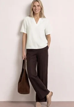 Blouse met gespleten hals van linnenmix