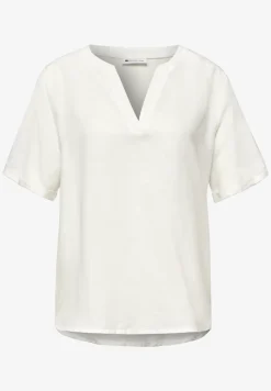 Blouse met gespleten hals van linnenmix