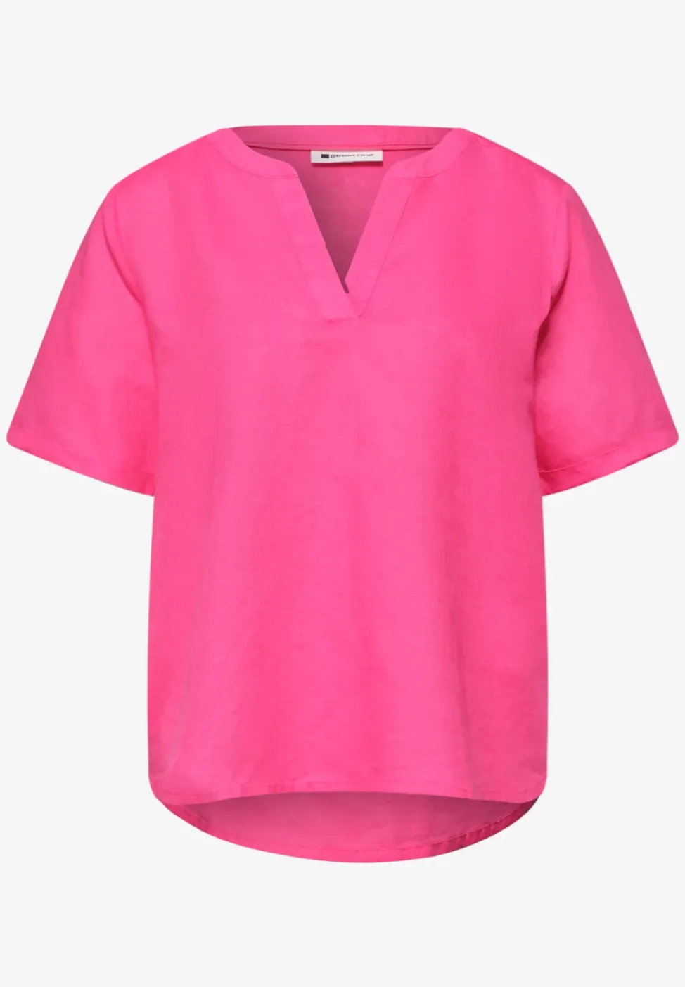 Blouse met gespleten hals van linnenmix