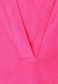 Blouse met gespleten hals van linnenmix