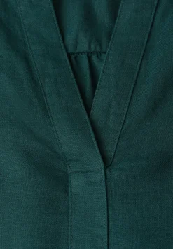Blouse met gespleten hals van linnenmix