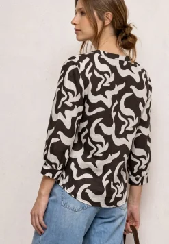 Blouse met gespleten hals van linnenmix