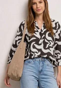 Blouse met gespleten hals van linnenmix