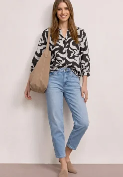 Blouse met gespleten hals van linnenmix