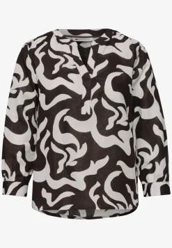 Blouse met gespleten hals van linnenmix