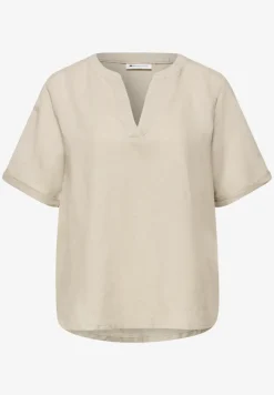 Blouse met gespleten hals van linnenmix